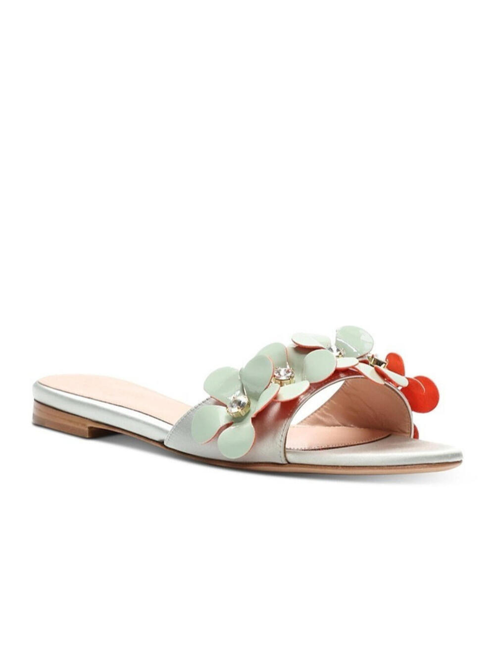 950$ Giambattista Valli Floral Embellished Slip On Sandals Size 8 US Light Blue